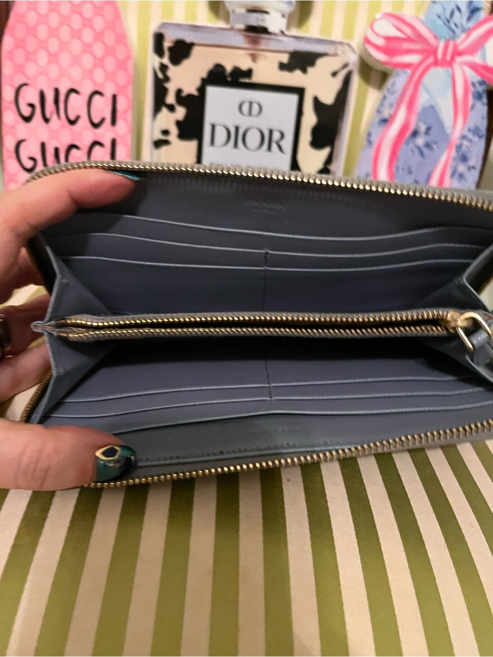Saint Laurent Navy Blue Leather Zip Wallet - Picture 8 of 12